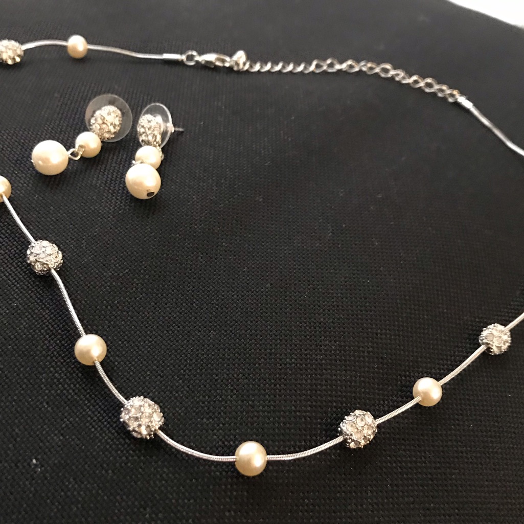 Pearl And Hearts On Fire Necklace & Earrings Set